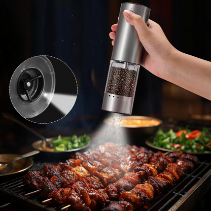 DuoGrind™ – Elektrische set die peper en zout met één druk perfect maalt.