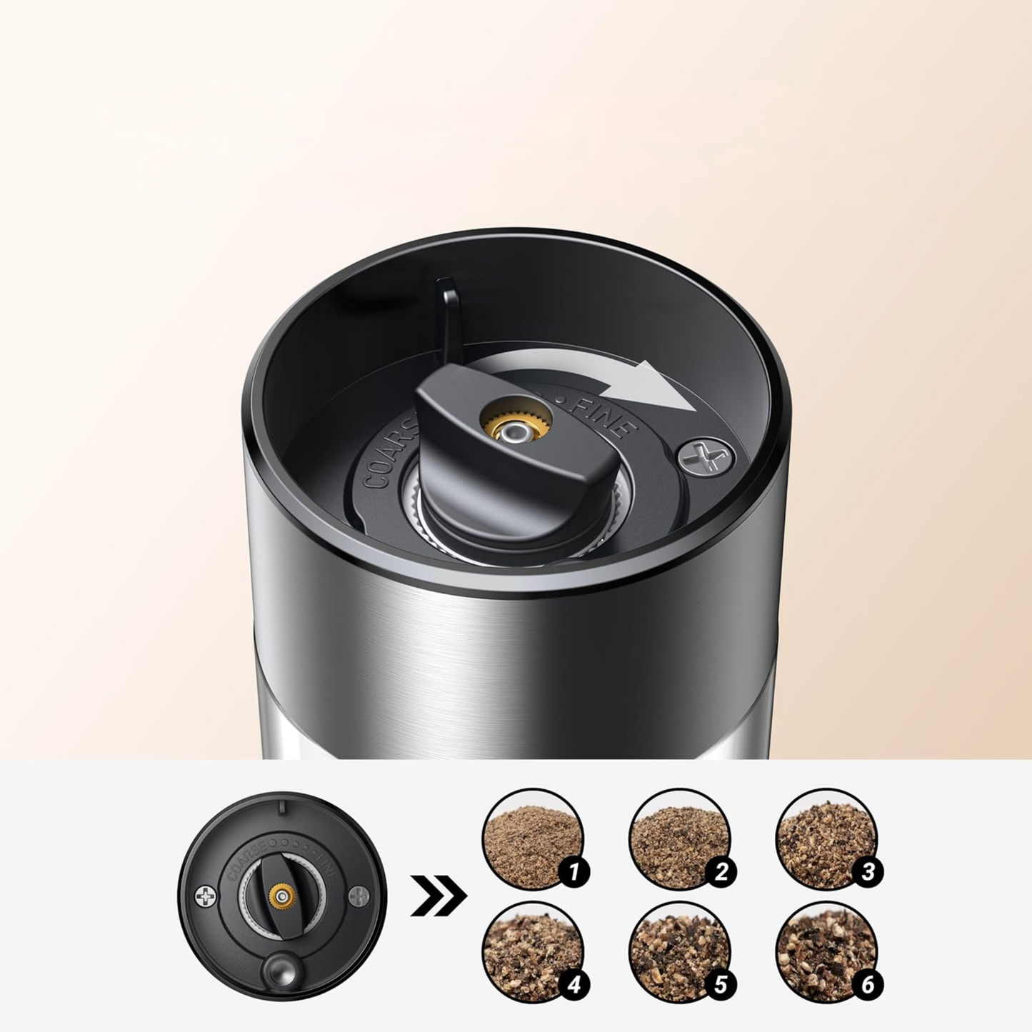 DuoGrind™ – Elektrische set die peper en zout met één druk perfect maalt.